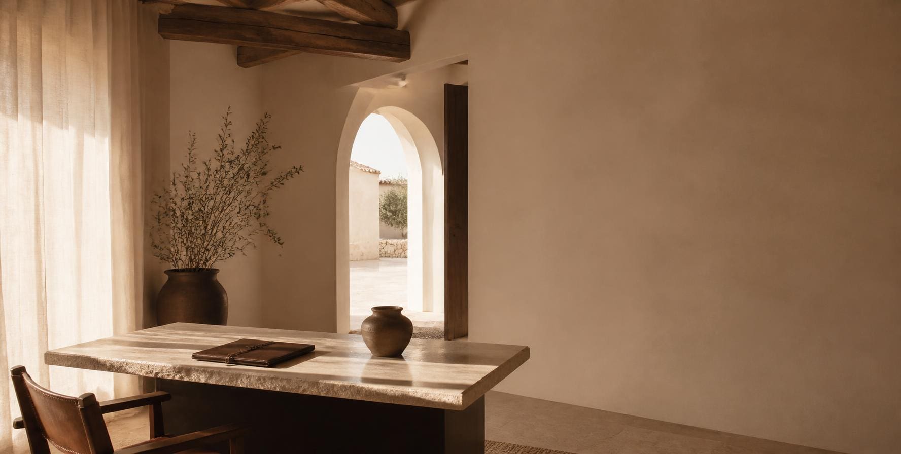 A quiet, well-ordered executive workspace representing operational structure